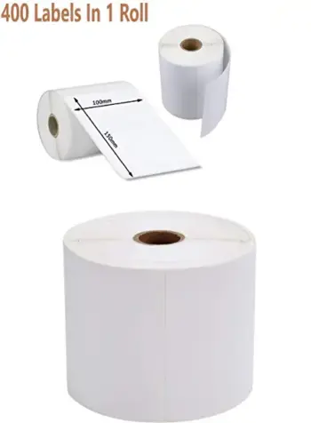 Direct Thermal Shipping Printer Sticker | 100mm x 150mm | Roll of 400 Labels | White Color